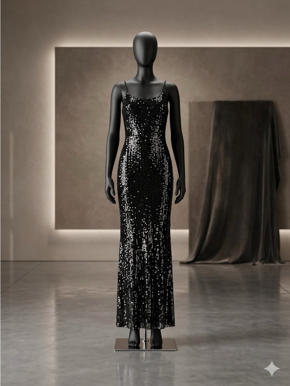 Dress the Population Black Sequin Slip Maxi Dress